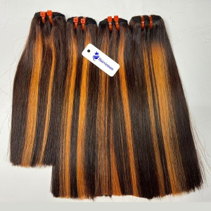 Bone Straight Human Hair with Highlights